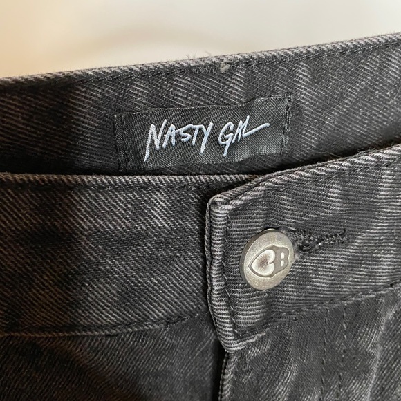Nasty Gal Black Distress Straight Leg Jeans - Picture 3 of 6